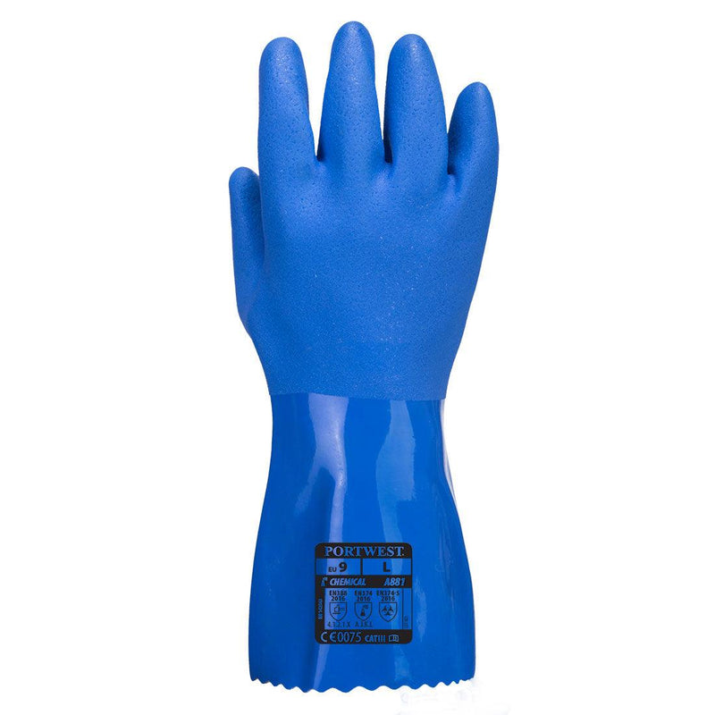 Blå PVC kjemihanske - BlestShop